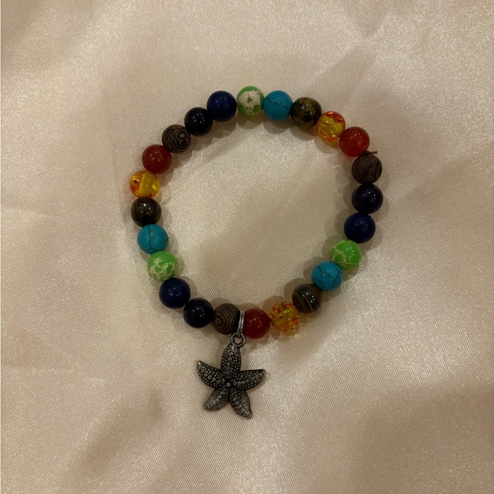 Colorful Beaded Bracelet with Starfish Charm